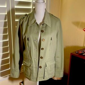🧥💚Shaver Lake Authentic Casuals Sage Green 100% Cotton Jacket Zipper Front SzM